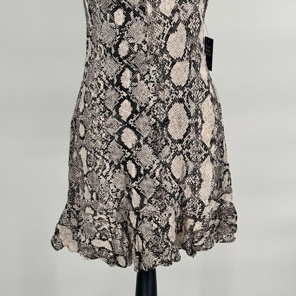 Express Snake Print Ruffles Tank Dress Rayon Size Small ‎ New Flare Short Dress - Picture 5 of 13